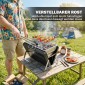 Ψησταριά κάρβουνα από ανοξείδωτο ατσάλι BBQ καπνιστής με λαβή σχάρας πτυσσόμενα πόδια για κάμπινγκ μπάρμπεκιου 40x28x25,5cm μαύρο