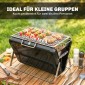 Ψησταριά κάρβουνα από ανοξείδωτο ατσάλι BBQ καπνιστής με λαβή σχάρας πτυσσόμενα πόδια για κάμπινγκ μπάρμπεκιου 40x28x25,5cm μαύρο
