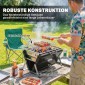 Ψησταριά κάρβουνα από ανοξείδωτο ατσάλι BBQ καπνιστής με λαβή σχάρας πτυσσόμενα πόδια για κάμπινγκ μπάρμπεκιου 40x28x25,5cm μαύρο
