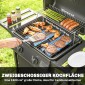 Ψησταριά αερίου 5 KW 2 καυστήρων BBQ καροτσάκι ψησταριάς από ανοξείδωτο χάλυβα συμπεριλαμβανομένου του πλαϊνού τραπεζιού κάτω καλαθιού μπροστινό κάλυμμα θερμόμετρο σχάρα σχάρα σμάλτου