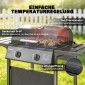 Ψησταριά αερίου 5 KW 2 καυστήρων BBQ καροτσάκι ψησταριάς από ανοξείδωτο χάλυβα συμπεριλαμβανομένου του πλαϊνού τραπεζιού κάτω καλαθιού μπροστινό κάλυμμα θερμόμετρο σχάρα σχάρα σμάλτου