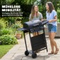 Ψησταριά αερίου 5 KW 2 καυστήρων BBQ καροτσάκι ψησταριάς από ανοξείδωτο χάλυβα συμπεριλαμβανομένου του πλαϊνού τραπεζιού κάτω καλαθιού μπροστινό κάλυμμα θερμόμετρο σχάρα σχάρα σμάλτου