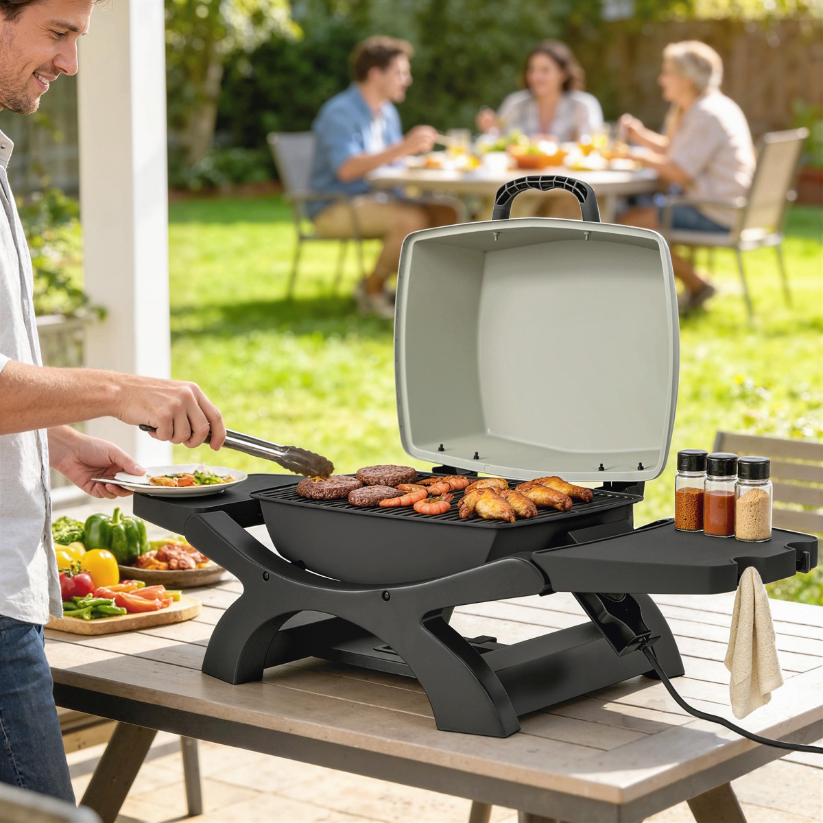 Επιτραπέζια ψησταριά ηλεκτρική 2300W 23x71 cm φορητή ηλεκτρική ψησταριά με αντικολλητική επίστρωση σχάρες σχάρα λίπους