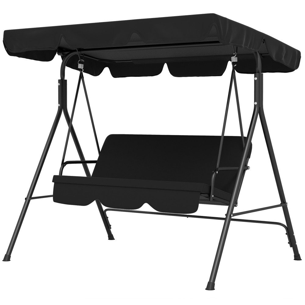 3θέσια κούνια κήπου, ανθεκτική στις καιρικές συνθήκες, 172 εκ. x 110 εκ. x 153 εκ., Μαύρο