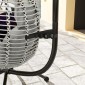 Κρεμαστή καρέκλα, μαξιλάρι καθίσματος και πλάτης, αναδιπλούμενο καλάθι καθίσματος, ποτηροθήκη, μεταλλικός σκελετός, γκρι