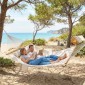 Αιώρα εξωτερικού χώρου 200x140cm, αιώρα δύο στρώσεων με προσκέφαλο, τσάντα περιοδικού, ξύλινα μπαστούνια έως 200kg