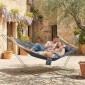 Αιώρα εξωτερικού χώρου 200x140cm, αιώρα δύο στρώσεων με προσκέφαλο, τσάντα περιοδικού, ξύλινα μπαστούνια έως 200kg