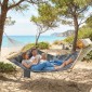 Αιώρα εξωτερικού χώρου 200x140cm, αιώρα δύο στρώσεων με προσκέφαλο, τσάντα περιοδικού, ξύλινα μπαστούνια έως 200kg