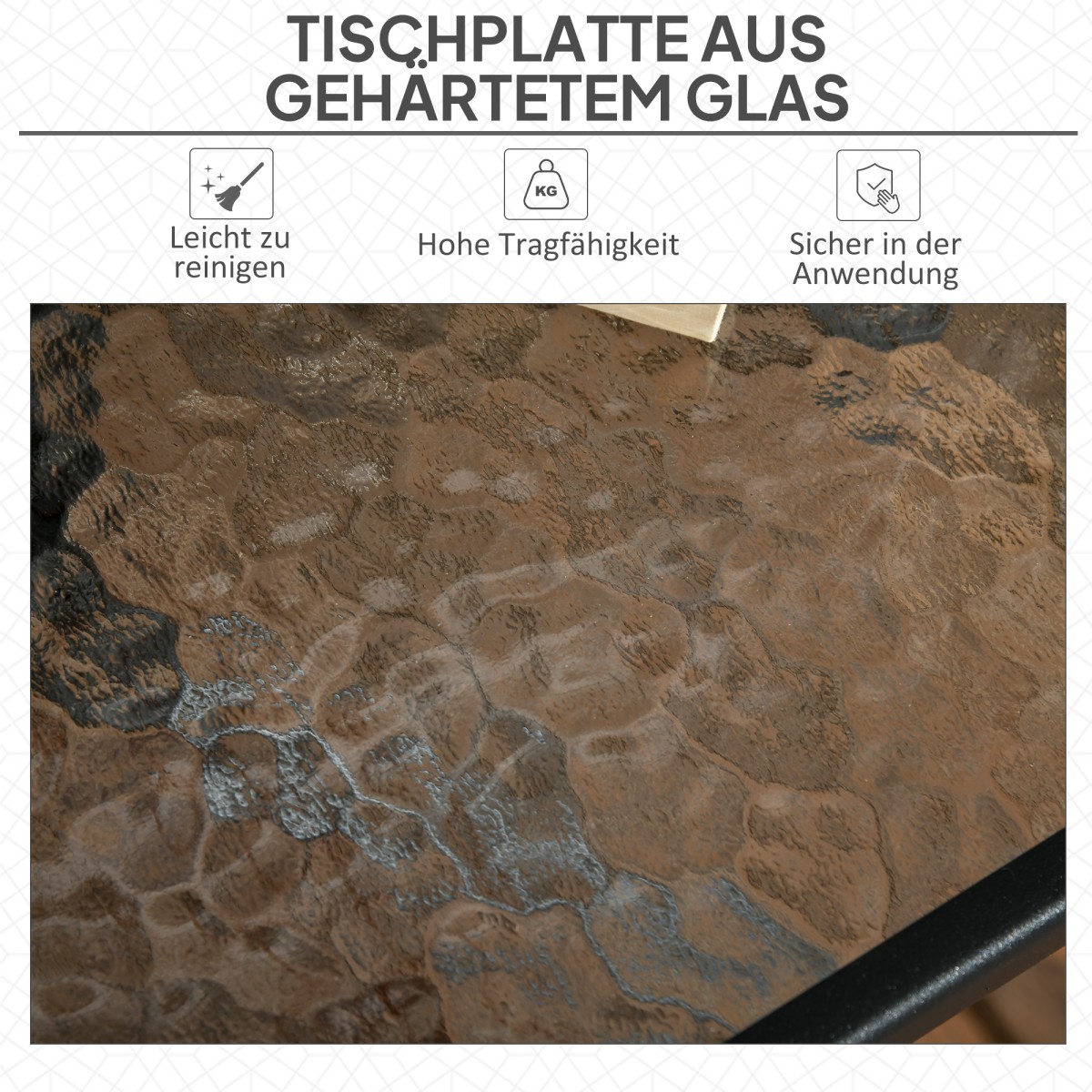 Τραπέζι κήπου αφαιρούμενο μεταλλικό 76x76 cm τραπέζι μπαλκονιού με τρύπα για ομπρέλα, αντιολισθητικό μαύρο