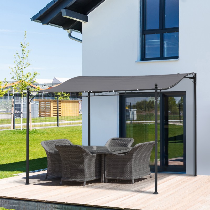 Pergola Garden Gazebo Pavilion Conopy Tent Tent Metal Grey 297x297cm