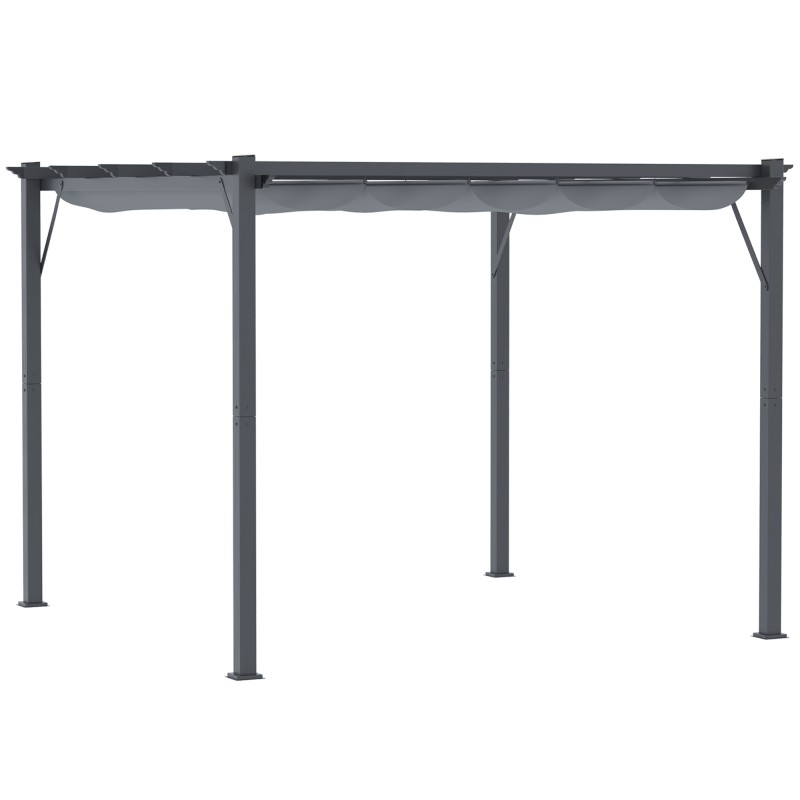 Pergola Pavilion Patio Conopy with Sliding Roof Garden Aluminum Charcoal Grey + Dark Grey 3x3x2,23 m