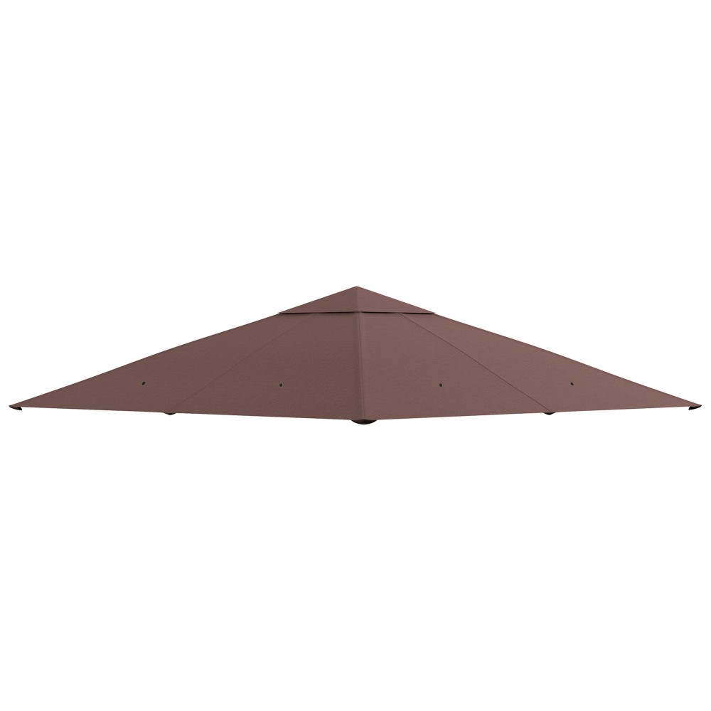 2,98m x 2,98m Polyester Garden Gazebo Replacement Roof Coffee