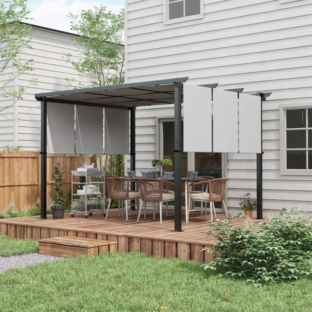 Αντιηλιακή τέντα. Πέργκολα, αδιάβροχη, συμπεριλαμβανομένων των υλικών στερέωσης, 3 x 3,5 m, σκούρο γκρι