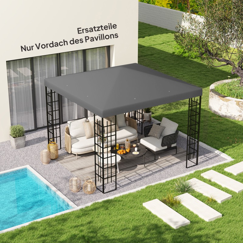 3 x 3m Ανταλλακτικό Gazebo Tarpaulin Garden Gazebo Tarpaulin με τρύπες αποστράγγισης νερού UPF30+ Σκούρο Γκρι