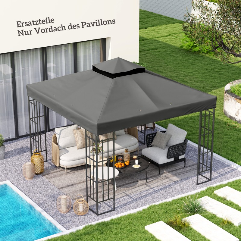 3 x 3m Gazebo Replacement Roof, Gazebo Replacement Tarpaulin με οπές αποστράγγισης νερού, UPF30+, Αντιηλιακή προστασία, Σκούρο γκρι