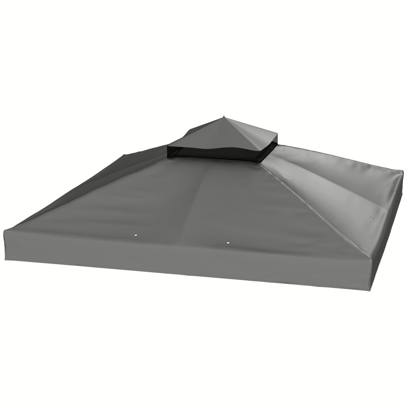 3 x 3m Gazebo Replacement Roof, Gazebo Replacement Tarpaulin με οπές αποστράγγισης νερού, UPF30+, Αντιηλιακή προστασία, Σκούρο γκρι