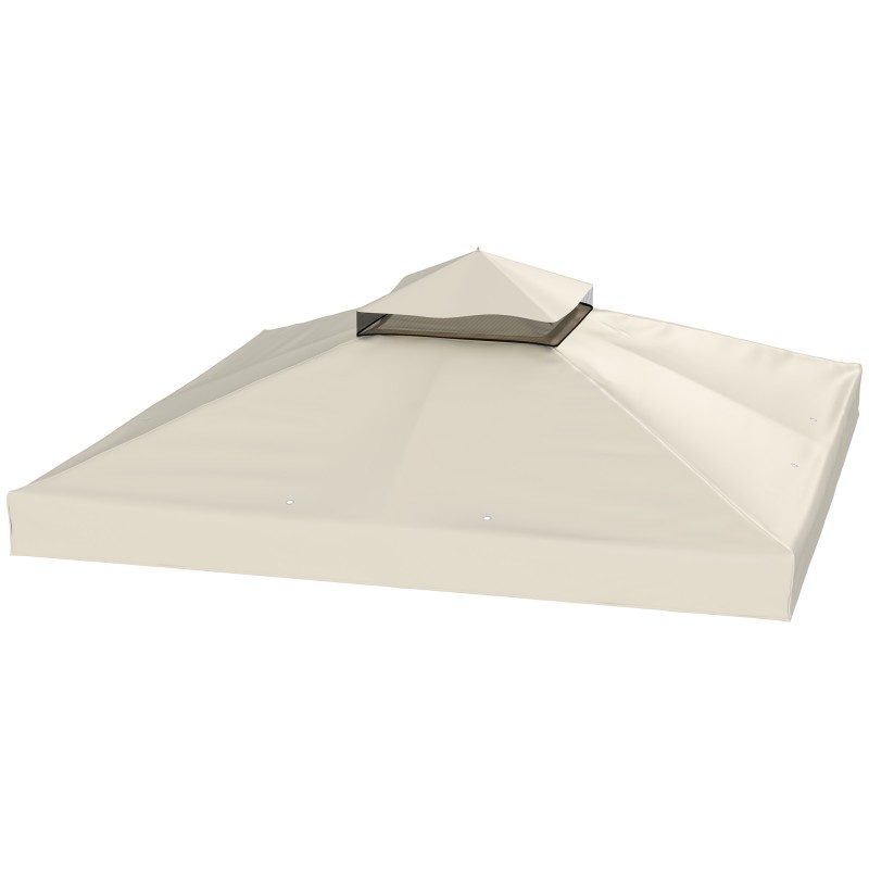 3 x 3m Gazebo Replacement Roof, Gazebo Replacement Tarpaulin με οπές αποστράγγισης νερού, UPF30+, Αντιηλιακή προστασία, Κρεμ Λευκό