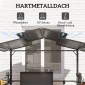 Περίπτερο μπάρμπεκιου 250 x 160 x 250 cm αδιάβροχο κιόσκι κήπου με στέγη διπλής στρώσης, πλαϊνά ράφια μαύρα