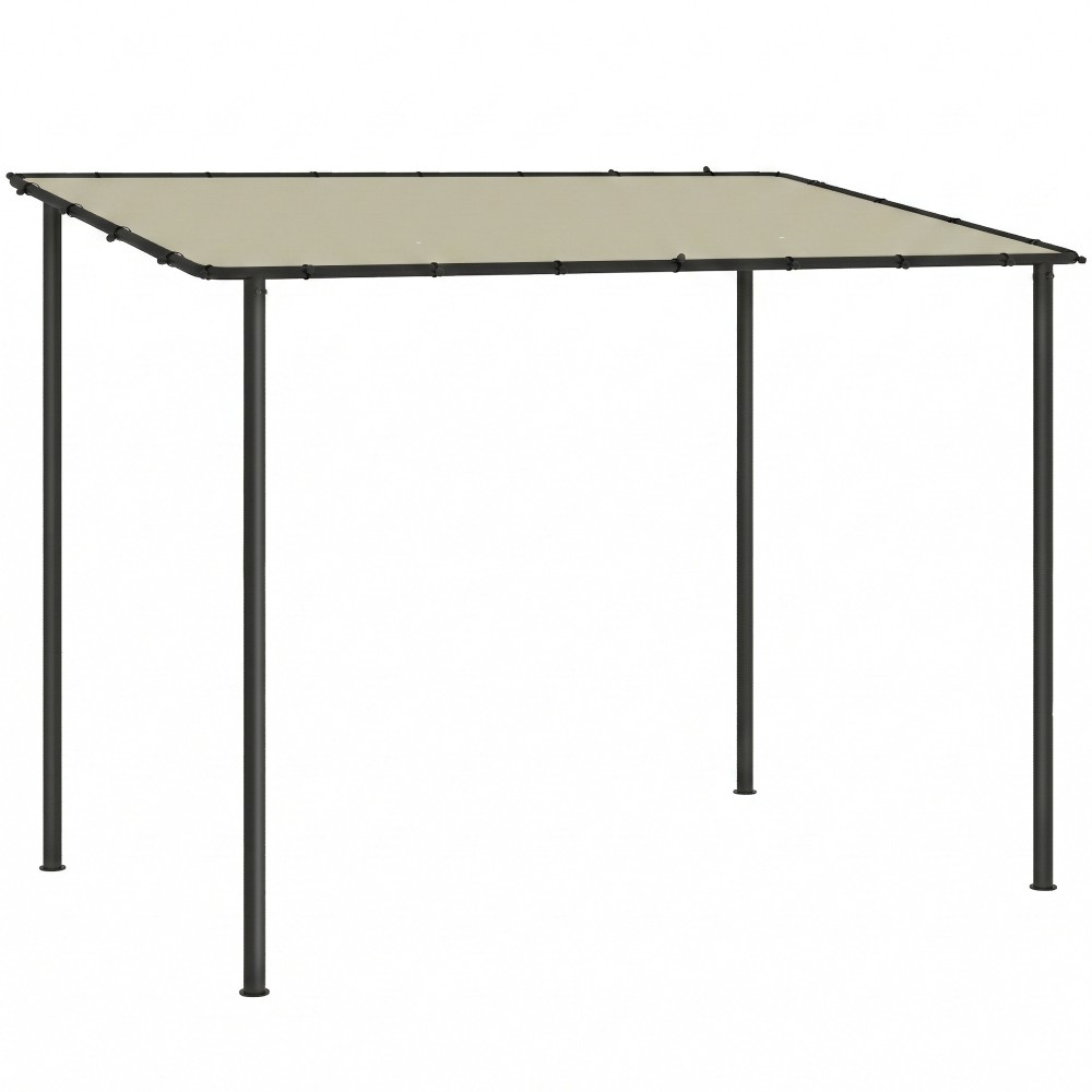 Επέκταση πέργκολα περιπτέρου με οροφή από μεταλλικό σκελετό, επίτοιχο κουβούκλιο, 3 x 1,8 x 2,3 m κρεμ λευκό