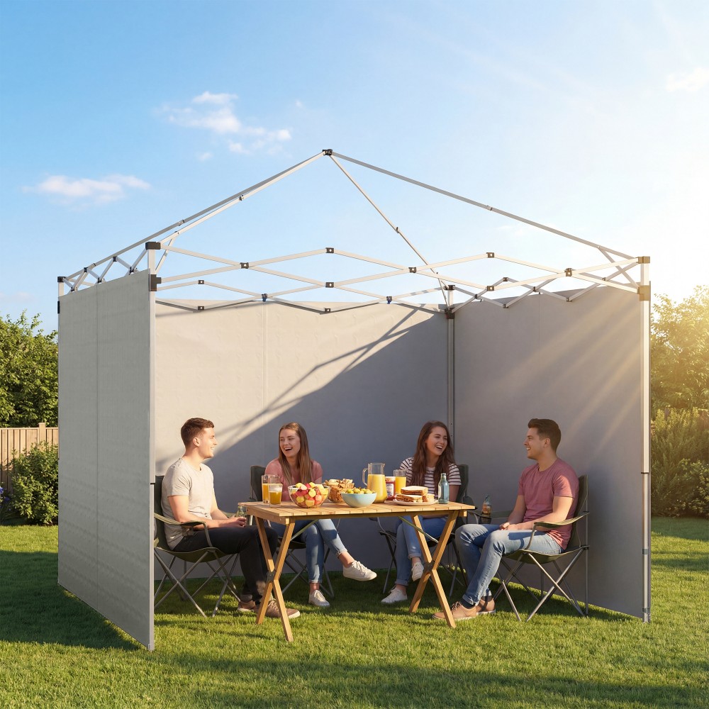 Σετ πλαϊνών πάνελ 3 τεμαχίων με φερμουάρ για κιόσκι 3 x 3 m, ανοιχτό γκρι