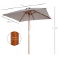 Ομπρέλα ομπρέλας 200 x 150 x 235 cm Εύκαμπτη ομπρέλα κήπου 3 επιπέδων, ρυθμιζόμενη ορθογώνια ομπρέλα παραλίας Αδιάβροχη και ανθεκτική στην υπεριώδη ακτινοβολία για Μπαλκόνι παραλίας Αίθριο Garden Grey