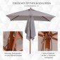 Ομπρέλα ομπρέλας 200 x 150 x 235 cm Εύκαμπτη ομπρέλα κήπου 3 επιπέδων, ρυθμιζόμενη ορθογώνια ομπρέλα παραλίας Αδιάβροχη και ανθεκτική στην υπεριώδη ακτινοβολία για Μπαλκόνι παραλίας Αίθριο Garden Grey