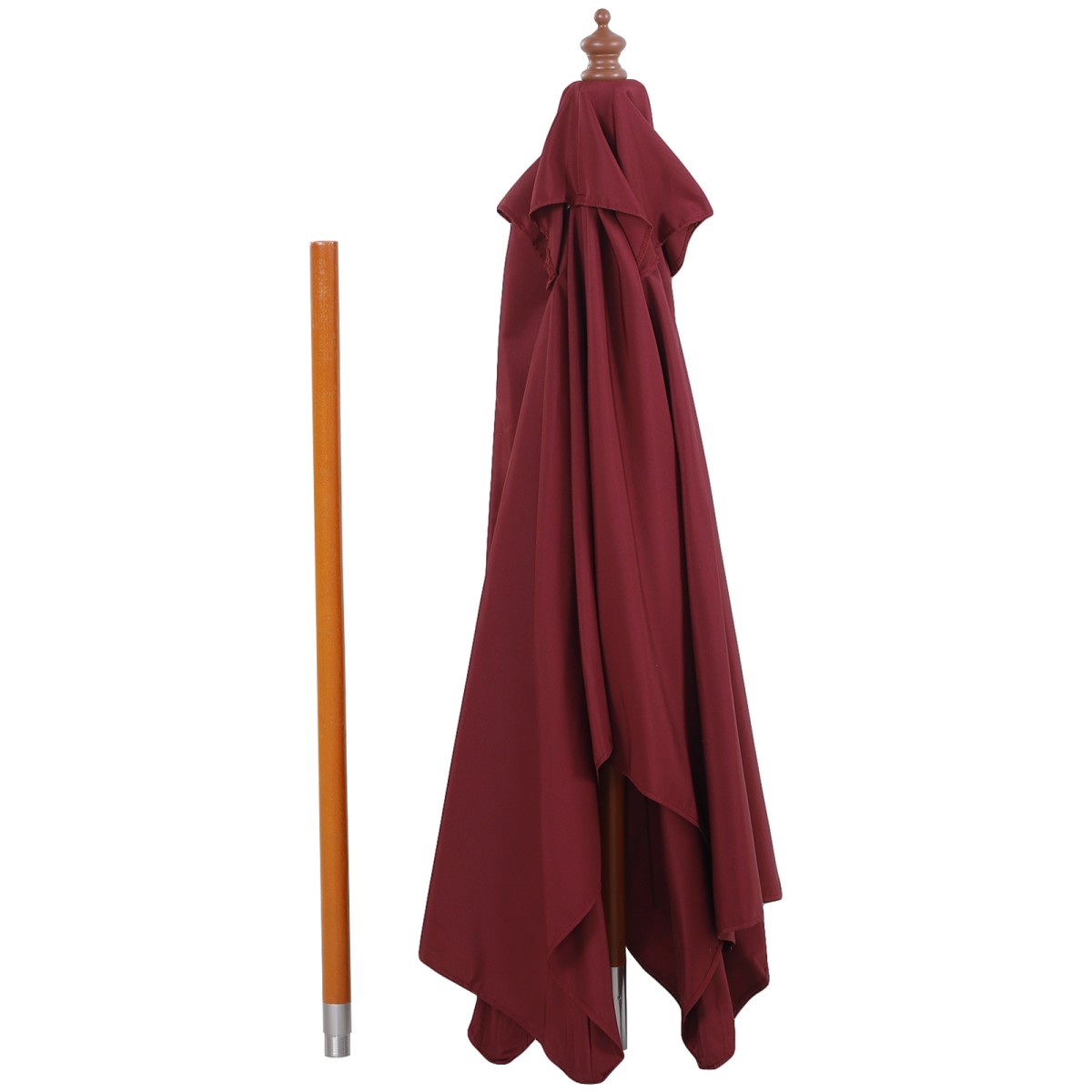 Ομπρέλα ομπρέλας 200 x 150 x 235 cm Αναδιπλούμενη ομπρέλα κήπου 3 επιπέδων Ρυθμιζόμενη ορθογώνια ομπρέλα παραλίας Αδιάβροχη και ανθεκτική στην υπεριώδη ακτινοβολία για Μπαλκόνι Παραλία Αίθριο Κήπος Κόκκινο κρασί