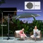Προβολική ομπρέλα αλουμινίου LED ηλιακός Ø300 cm ρυθμιζόμενο ύψος ομπρέλα με βάση μανιβέλας UV50+ σκούρο γκρι