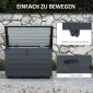 Κουτί αποθήκευσης εξωτερικού χώρου Κουτί κήπου Κουτί μαξιλαριού, ανθεκτικό στις καιρικές συνθήκες, 4 ρόδες, 100 cm x 62 cm x 65 cm, σκούρο γκρι