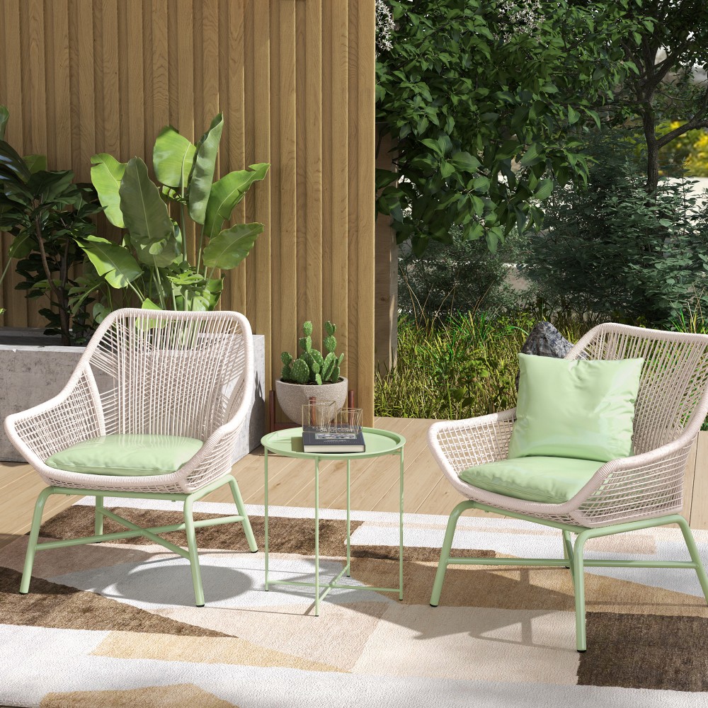 Τραπεζάκι κήπου, Στρογγυλό εξωτερικό βοηθητικό τραπέζι από ατσάλι με αφαιρούμενο δίσκο, αναδιπλούμενο σχέδιο, τραπέζι βεράντας, Πράσινο