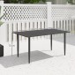 Τραπέζι κήπου 150x90cm, αδιάβροχο τραπέζι μπαλκονιού από ατσάλι, τραπέζι μπαλκονιού με τρύπα ομπρέλας μαύρο