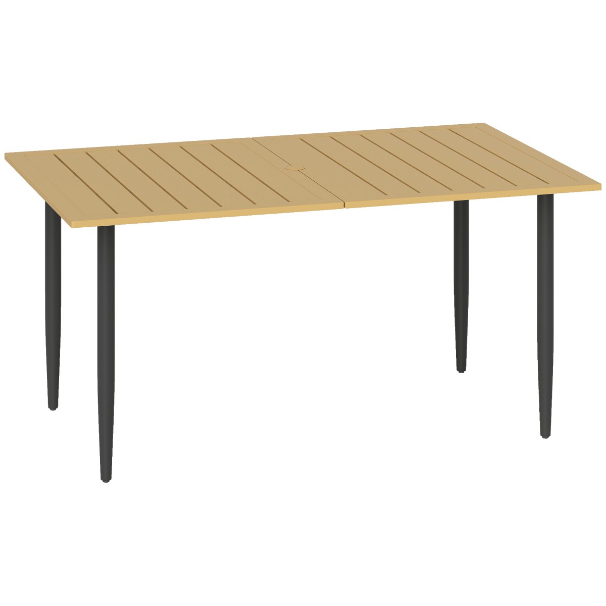 Τραπέζι κήπου 150x90cm, αδιάβροχο τραπέζι μπαλκονιού από ατσάλι, τραπέζι μπαλκονιού με τρύπα για ομπρέλα καφέ