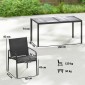 Σετ επίπλων κήπου ομάδα καθιστικών 150 x 80cm τραπέζι με 6 αναπνέουσες καρέκλες με ξύλινο ατσάλι μαύρο πλαίσιο