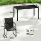 Σετ επίπλων κήπου ομάδα καθιστικών 150 x 80cm γυάλινο τραπέζι με 6 αναπνέουσες καρέκλες διακοσμητικά μπράτσα μαύρα