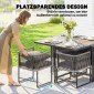 Σετ επίπλων κήπου Polyrattan, 5 τεμαχίων, ομάδα καθιστικών που εξοικονομεί χώρο, τραπέζι με 4 καρέκλες, μαξιλάρια τραπεζιού DPC, γκρι