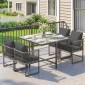 Σετ επίπλων κήπου Polyrattan, 5 τεμαχίων, ομάδα καθιστικών που εξοικονομεί χώρο, τραπέζι με 4 καρέκλες, μαξιλάρια τραπεζιού DPC, γκρι
