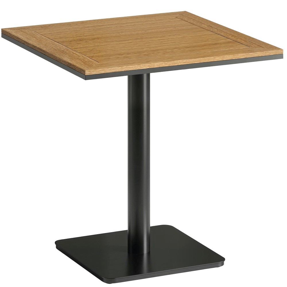 Βοηθητικό τραπέζι 70 x 70 cm, ανθεκτικό στις καιρικές συνθήκες Τραπέζι κήπου με φαρδιά βάση από ξύλο, τετράγωνο φυσικό ξύλο