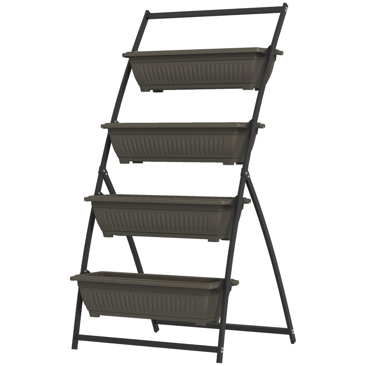 Plant Stairs Flower Stairs Ράφι φυτών Stackable Weather Resistant 76cm x 79cm x 162cm Καφέ