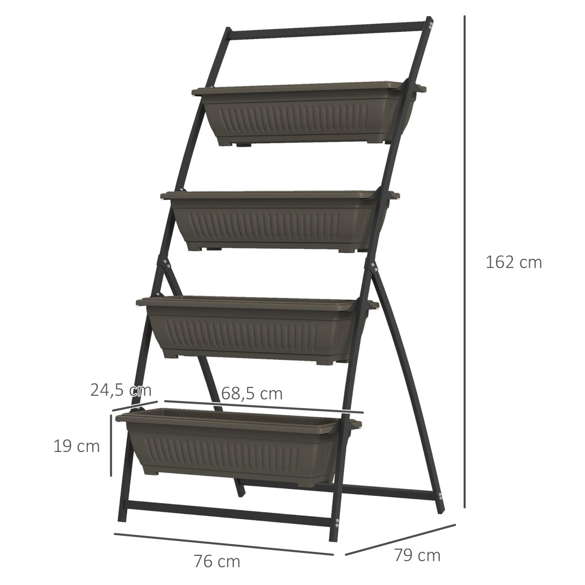 Plant Stairs Flower Stairs Ράφι φυτών Stackable Weather Resistant 76cm x 79cm x 162cm Καφέ
