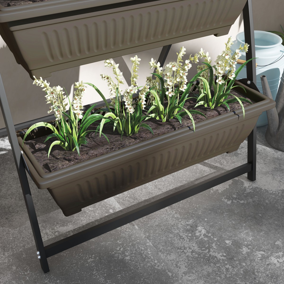 Plant Stairs Flower Stairs Ράφι φυτών Stackable Weather Resistant 76cm x 79cm x 162cm Καφέ
