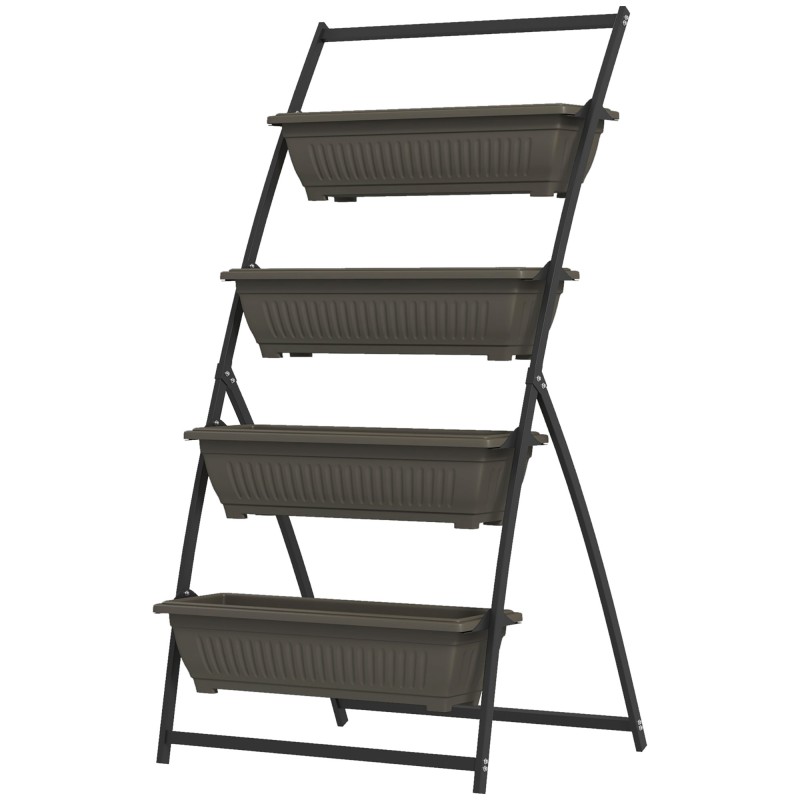 Plant Stairs Flower Stairs Ράφι φυτών Stackable Weather Resistant 76cm x 79cm x 162cm Καφέ
