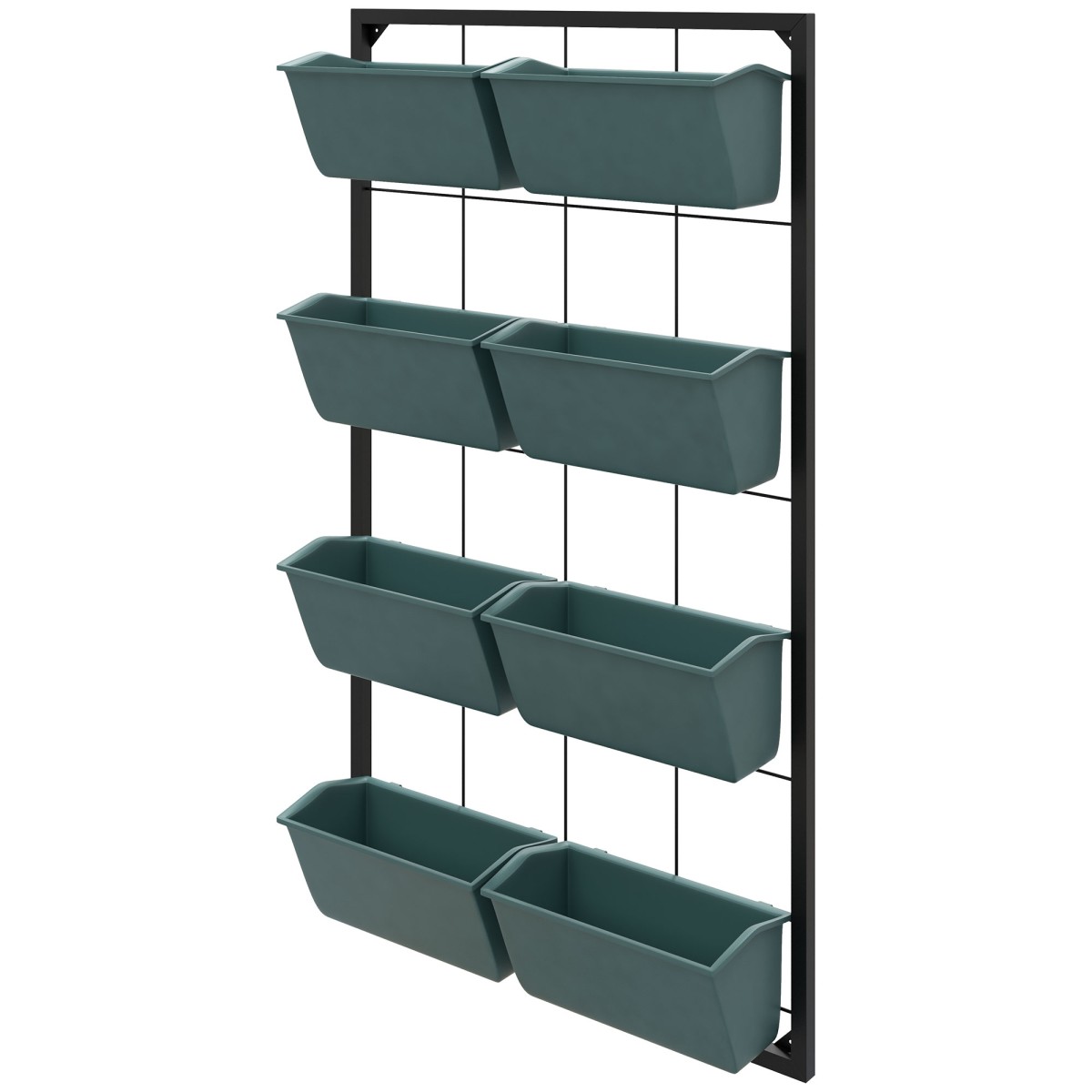 Plant Stairs Flower Stairs 8 Plant Boxes Stackable Weather Resistant 52,5 x 14 x 90 cm Γκρι + Μαύρο
