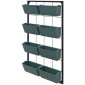 Plant Stairs Flower Stairs 8 Plant Boxes Stackable Weather Resistant 52,5 x 14 x 90 cm Γκρι + Μαύρο