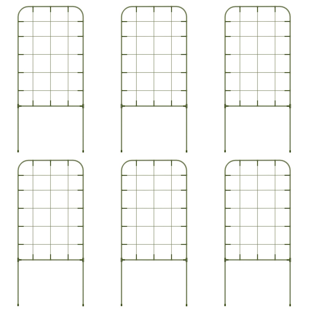 Σετ καφασωτές, 6 μεταλλικές πέργκολες για αναρριχητικά φυτά, ατσάλι, 40 x 90 cm, πράσινο