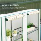 Μίνι θερμοκήπιο με πλαστικό κάλυμμα ραφιών 3 επιπέδων ανθεκτικό στην υπεριώδη ακτινοβολία Φορητή κυλιόμενη πόρτα 144 x 48 x 152 cm Λευκό