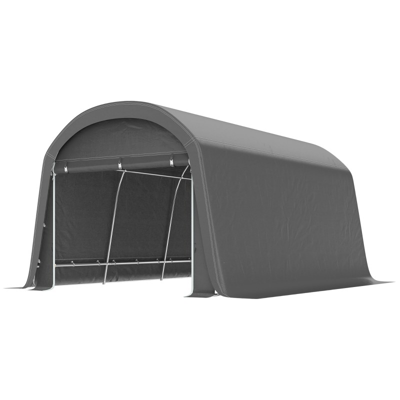 /Υπόστεγο κήπου με πλαστικό μουσαμά, σκηνή εργαλείων, αναδυόμενο γκαράζ, 300W x 450D x 230H cm, σκούρο γκρι