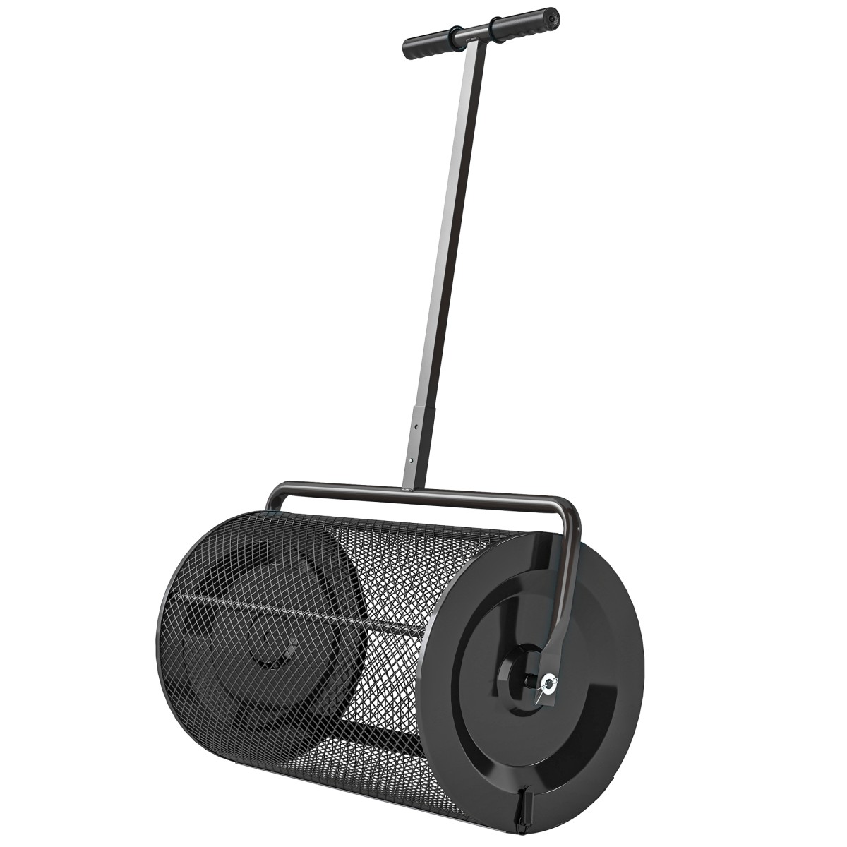 Διανομέας κομποστοποίησης 75L 61x40cm Λιπασματοδιανομέας γκαζόν κήπου με διχτυωτό χερούλι Τ καλάθι μεταλλικό μαύρο