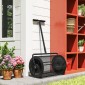 Διανομέας κομποστοποίησης 75L 61x40cm Λιπασματοδιανομέας γκαζόν κήπου με διχτυωτό χερούλι Τ καλάθι μεταλλικό μαύρο