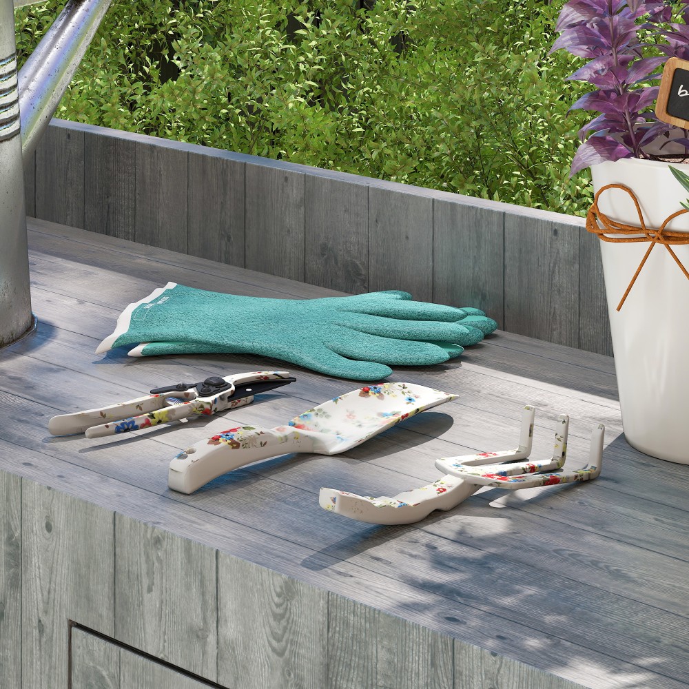 Σετ εργαλείων κήπου με 3 μεταλλικά εργαλεία κήπου με μυστρί, τσουγκράνα χειρός, ψαλίδι κήπου