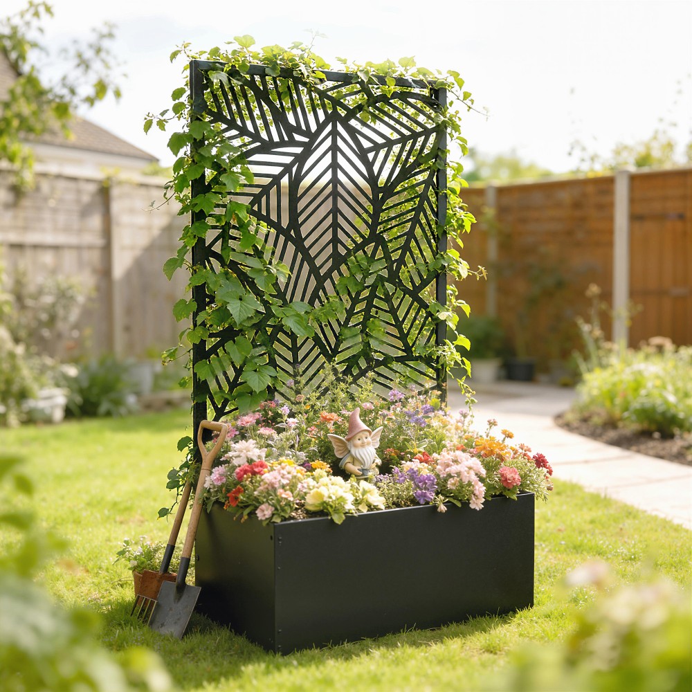 Μεταλλικό υπερυψωμένο κρεβάτι με πέργκολα για αναρριχώμενα φυτά, ανεξάρτητο ή επιτοίχιο